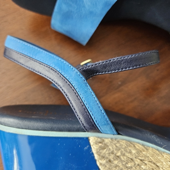 Cole Haan Admiral Platform Espadrille Blue Suede Open toe leather Sandals  10.5 - Picture 9 of 11